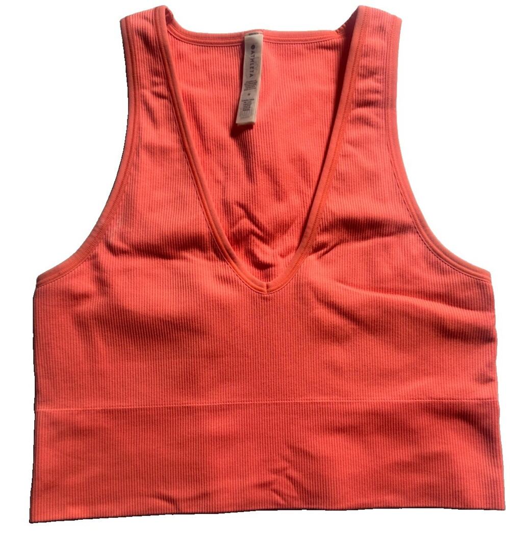 Athleta Aurora Crop Rib Tank Women M Coral Seamless